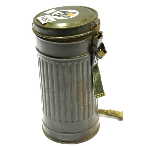 1268 - WWII German D.R.K Gas Mask and Canister. Dated 1936. P&P Group 2 (£18+VAT for the first lot and £3+V... 