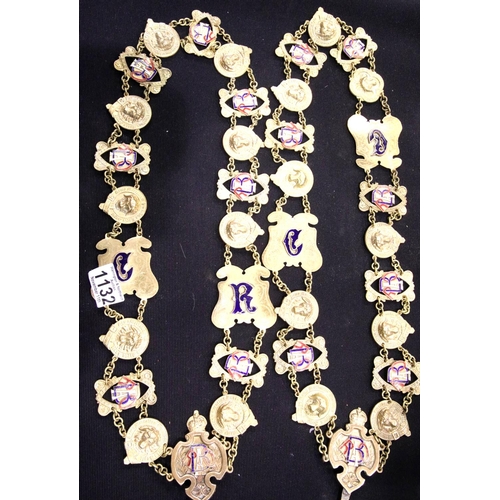 1132 - Two RAOB enamelled gold plated chains of office. P&P Group 2 (£18+VAT for the first lot and £3+VAT f... 