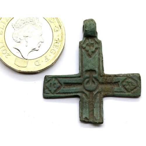 1144 - Crusades - Pilgrim talisman / Cross - Greek prayer to reverse. P&P Group 1 (£14+VAT for the first lo... 
