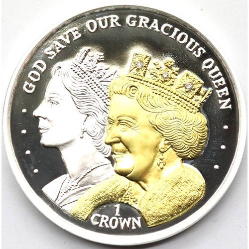 1213 - Silver Queen Elizabeth 90th Birthday proof silver diamond set coin, boxed. P&P Group 1 (£14+VAT for ... 