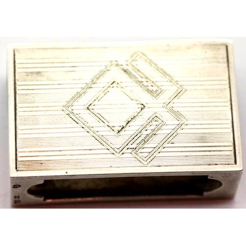 1229 - WWII 800 Silver Hallmarked Match Box Holder Engraved SS & The Logo of the 7th SS Panzer Division Pri... 