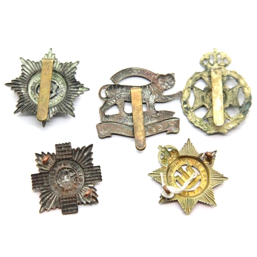 1231 - Five British Infantry Cap Badges. P&P Group 1 (£14+VAT for the first lot and £1+VAT for subsequent l... 