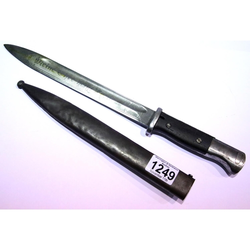 1249 - WWII Waffen SS Acid Etched Bayonet-9th Panzer Grenadiers. P&P Group 2 (£18+VAT for the first lot and... 