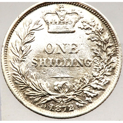 1183 - 1872 Silver Shilling of Queen Victoria - Young Head. P&P Group 1 (£14+VAT for the first lot and £1+V... 