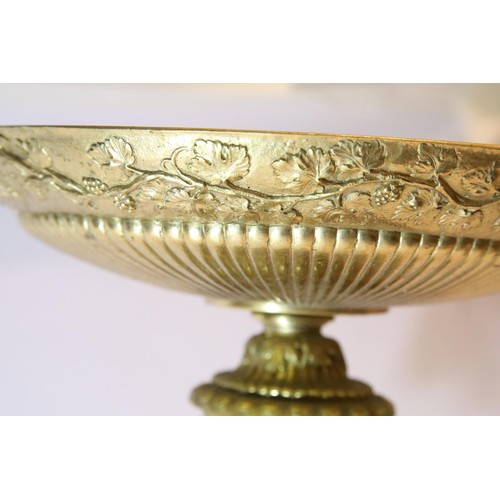 1435 - 19thC gilt bronze figural table base, having scrolling supports and cherubs, H: 50 cm. Not available... 