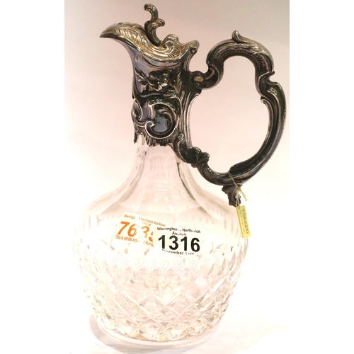 1316 - Silver plated and crystal Topazio claret jug. P&P Group 3 (£25+VAT for the first lot and £5+VAT for ... 