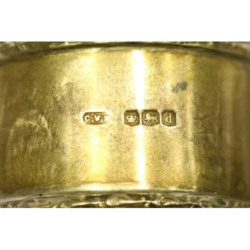 1334 - Selection of hallmarked silver items including four napkin rings, combined 228g. P&P Group 1 (£14+VA... 