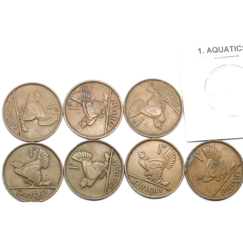 1211F - 2012 Olympic 50p and seven Irish pennies, 1928/31/33/37/42. P&P Group 1 (£14+VAT for the first lot a... 