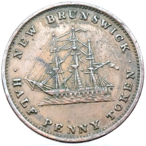 1211J - New Brunswick 1843 halfpenny. P&P Group 1 (£14+VAT for the first lot and £1+VAT for subsequent lots)