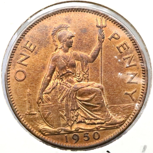 1211O - 1950 penny, rare in this grade. P&P Group 1 (£14+VAT for the first lot and £1+VAT for subsequent lot... 