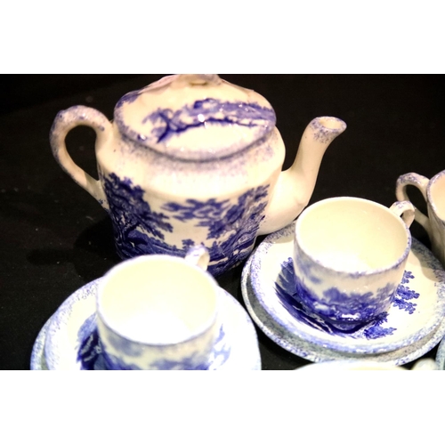 1458 - Ridgways blue and white coffee set, 33 pieces. Not available for in-house P&P