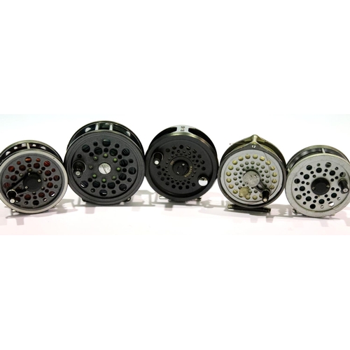 1514 - Five mixed fly fishing reels including Leeda and Speedex. P&P Group 2 (£18+VAT for the first lot and... 