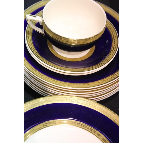 1454 - Blue and gilt ceramic dinnerware by Crown Ducal and Copeland Spode. Not available for in-house P&P