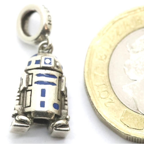 1083 - Genuine Chamilia sterling silver Star Wars R2D2 charm/pendant, copyrighted LFL (Lucas Film Ltd). P&P... 