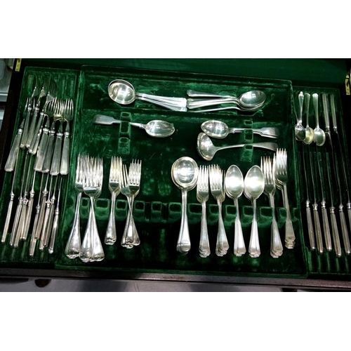 1346 - Leather topped table canteen of silver plated cutlery, 102 pieces to include Mappin and Webb Athenia... 