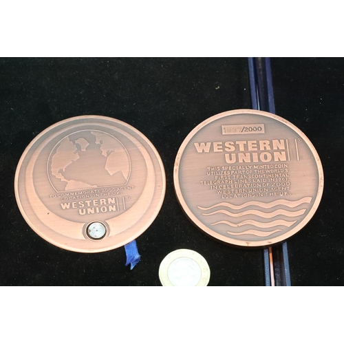 127 - Two boxed limited edition Western Union table medals. P&P Group 1 (£14+VAT for the first lot and £1+... 