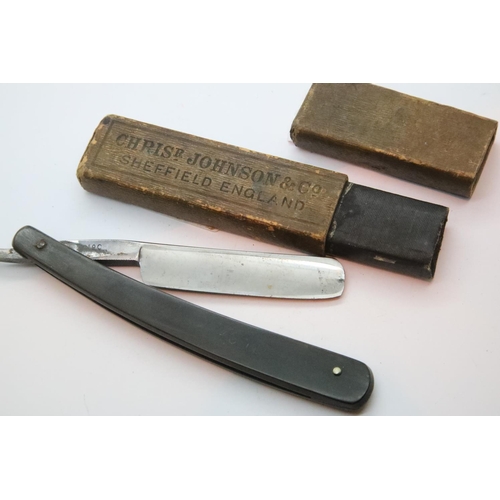 142 - Cased cut throat razor by Christopher Johnson and Co. P&P Group 1 (£14+VAT for the first lot and £1+... 