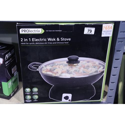 79 - Prolectrix two in one electric wok and stove. Not available for in-house P&P