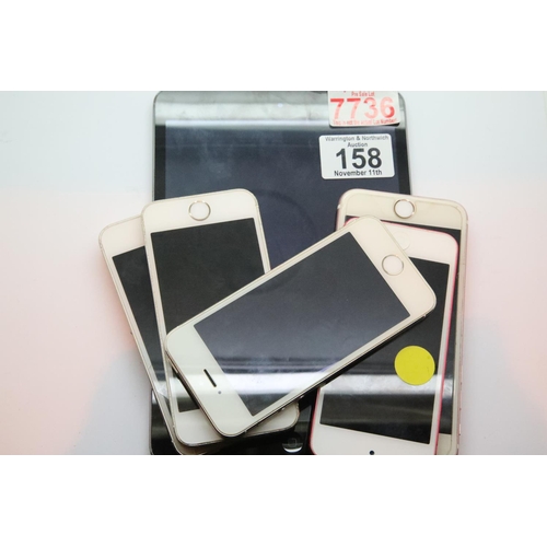 158 - Three iPhone 5S' an iPhone 6S, an iPad and an iPod touch. P&P Group 1 (£14+VAT for the first lot and... 