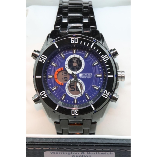 160 - New in box Barkers of Kensington blue face wristwatch on a metal strap. P&P Group 1 (£14+VAT for the... 