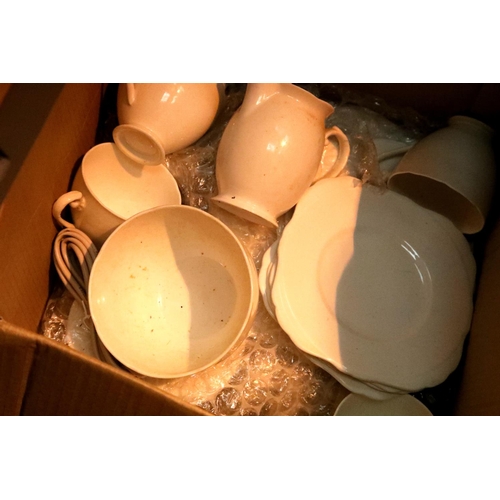 223 - Box of white ceramics. Not available for in-house P&P