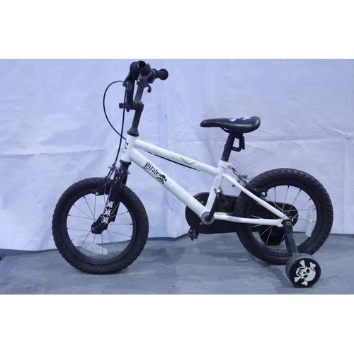 50 - Three children's bikes with stabilizers. Not available for in-house P&P