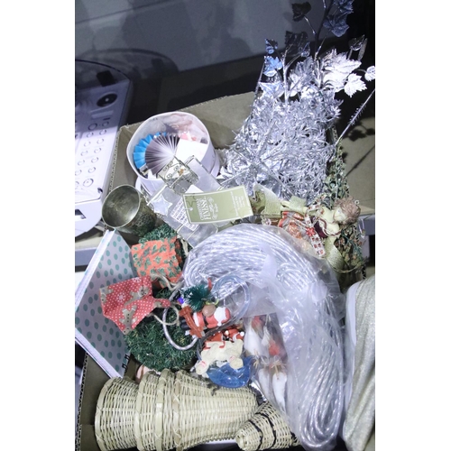 63 - Mixed decorative/craft items, including wicker bells, robins, silver cord etc. Not available for in-... 