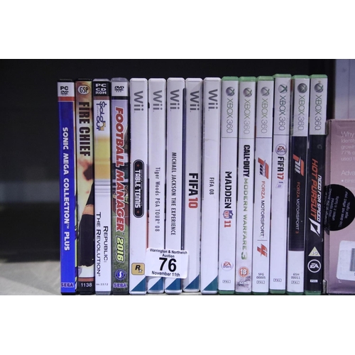 76 - Sixteen mixed games for Wii (inc Michael Jackson the experience); Xbox (inc Call of Duty Modern Warf... 
