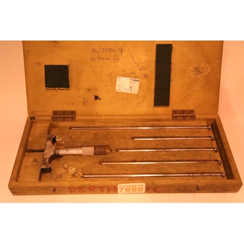 749 - Ambrose Shardlow adjustable depth gauge micrometer. Not available for in-house P&P