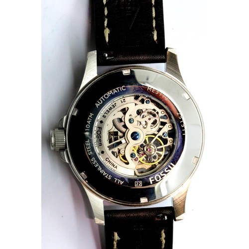 1086 - Gents new Fossil skeleton wristwatch. P&P Group 1 (£14+VAT for the first lot and £1+VAT for subseque... 