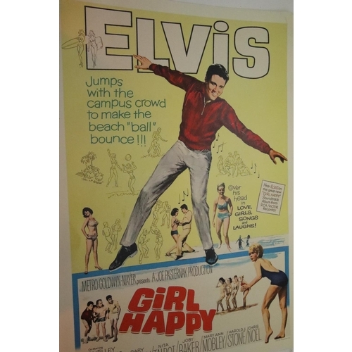 140 - Film advertising poster, Elvis in Girl Happy, 40 x 30 cm. P&P Group 1 (£14+VAT for the first lot and... 