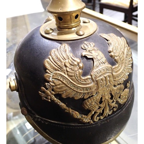 1250 - WWI Imperial German Prussian Infantry Pickelhaube. P&P Group 2 (£18+VAT for the first lot and £3+VAT... 