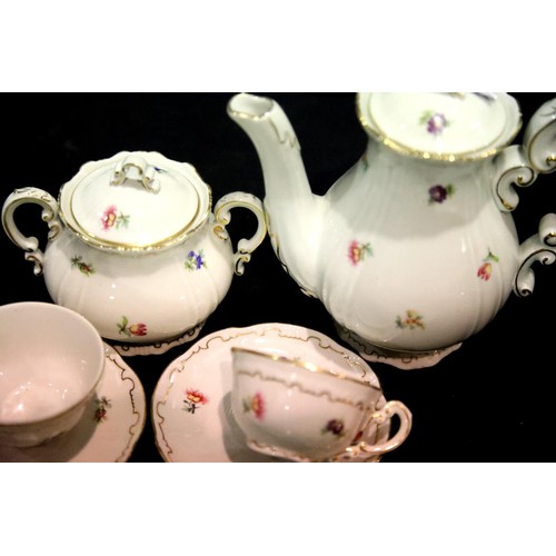 1457 - Antique ceramic hand painted coffee set. Not available for in-house P&P