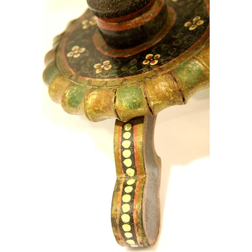 1336 - Small circular scalloped edge painted table. P&P Group 2 (£18+VAT for the first lot and £3+VAT for s... 