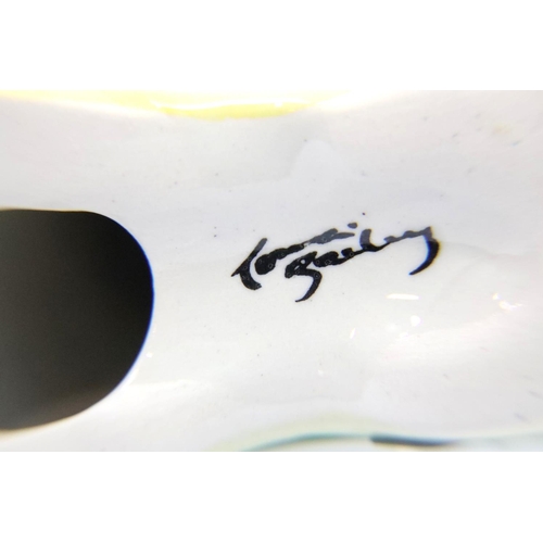 1353 - Lorna Bailey cat in boot, H: 14 cm. P&P Group 2 (£18+VAT for the first lot and £3+VAT for subsequent... 