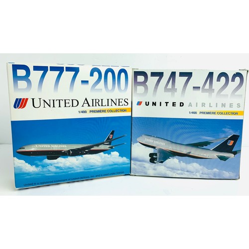 2103 - 2x Dragon Wings 1:400 Airliners - To Include: United Airliners 747-422, 777-200 - Boxed. P&P Group 2... 