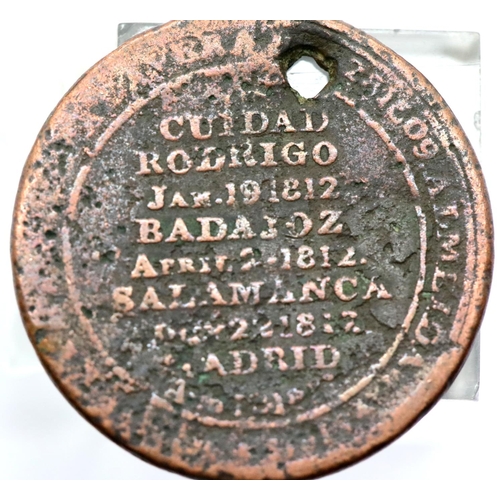 1221 - Holed medallion to commemorate Wellingtons victories in the Peninsula campaign. P&P Group 1 (£14+VAT... 