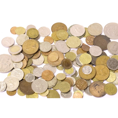 1244 - Box of mixed UK and world coins. Not available for in-house P&P
