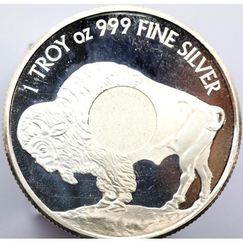 1213 - 1 ounce 999 fine silver Buffalo coin by SMI. P&P Group 1 (£14+VAT for the first lot and £1+VAT for s... 