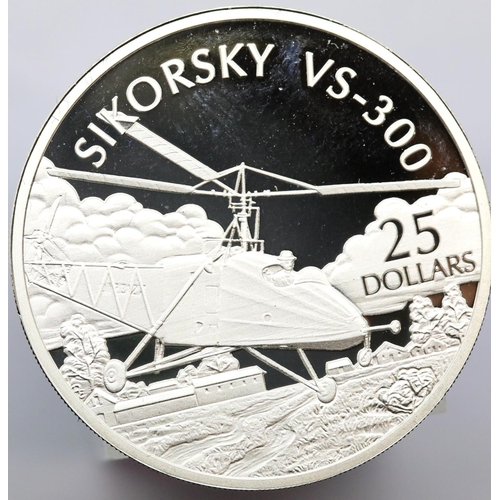 1217 - 2003 Solomon Islands History of Powered Flight solid 999 silver proof coin, Sikorsky V5-300. P&P Gro... 
