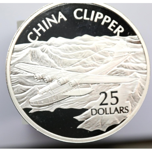 1220 - 2003 Solomon Islands History of Powered Flight solid 999 silver proof coin, China Clipper. P&P Group... 