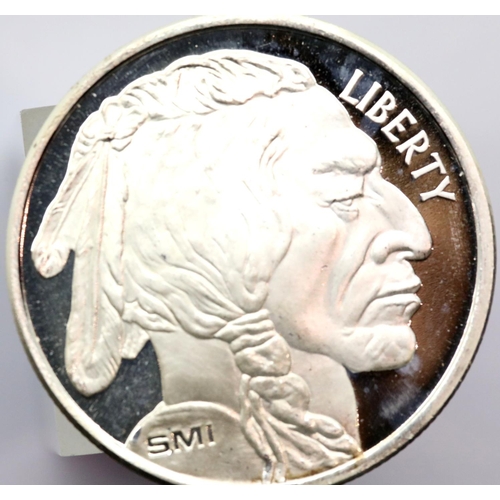 1213 - 1 ounce 999 fine silver Buffalo coin by SMI. P&P Group 1 (£14+VAT for the first lot and £1+VAT for s... 