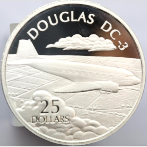 1216 - 2003 Solomon Islands History of Powered Flight solid 999 silver proof coin, Douglas DC 3. P&P Group ... 
