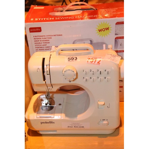 593 - Prolectrix 8 stitch sewing machine (unchecked). Not available for in-house P&P