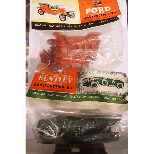 2549 - Two early Airfix plastic kits, 1910 Ford Model T and 1930 Bentley, both in packets/header cards. P&P... 
