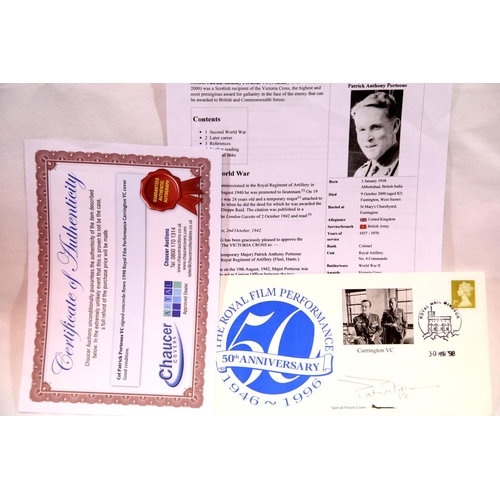 3439 - Royal Film Performance 50th Anniversary Concorde flown cover for the film Carrington VC signed by Co... 