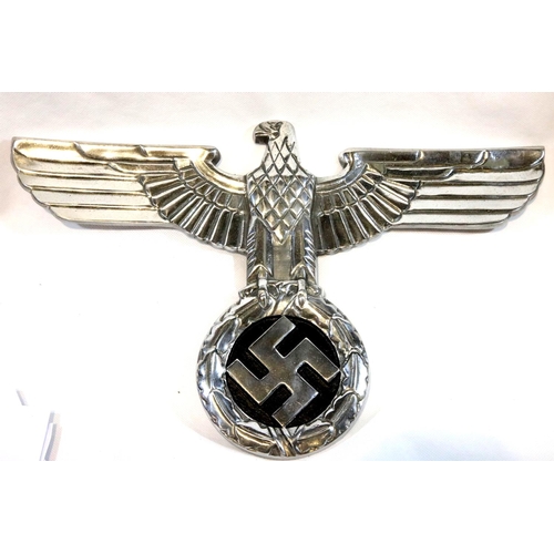 Large German Third Reich type polished aluminium eagle and