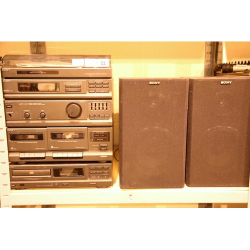 33 - Sony LBT-V102 compact stereo system and separate Sony CDP M18 compact disc player and two speakers. ... 