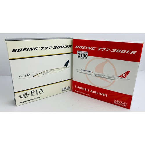 2190 - 2x Phoenix 1:400 Scale Aircraft Diecast Model Aircraft - In Boxes (ALL WHEELS PRESENT & OK) P&P Grou... 