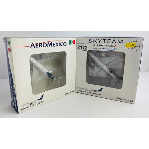 2172 - 2x Skyteam 1:400 Scale Aircraft Diecast Model Aircraft - In Boxes (ALL WHEELS PRESENT & OK) P&P Grou... 